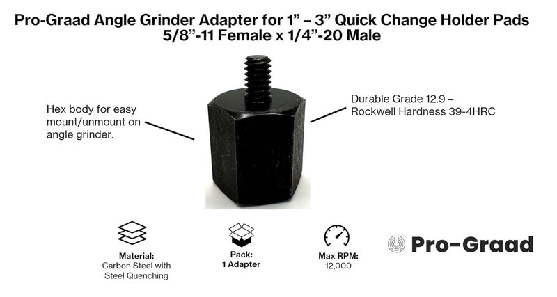 Pro-Grade 5 Piece 5/8-11 Angle Grinder Adapter Kit, with 2” & 3” Roll Lock Type R Quick Change Disc Pad Holder, 5 Pcs Adapter Kit for Angle Grinders with 5/8”-11 Thread - Image 4